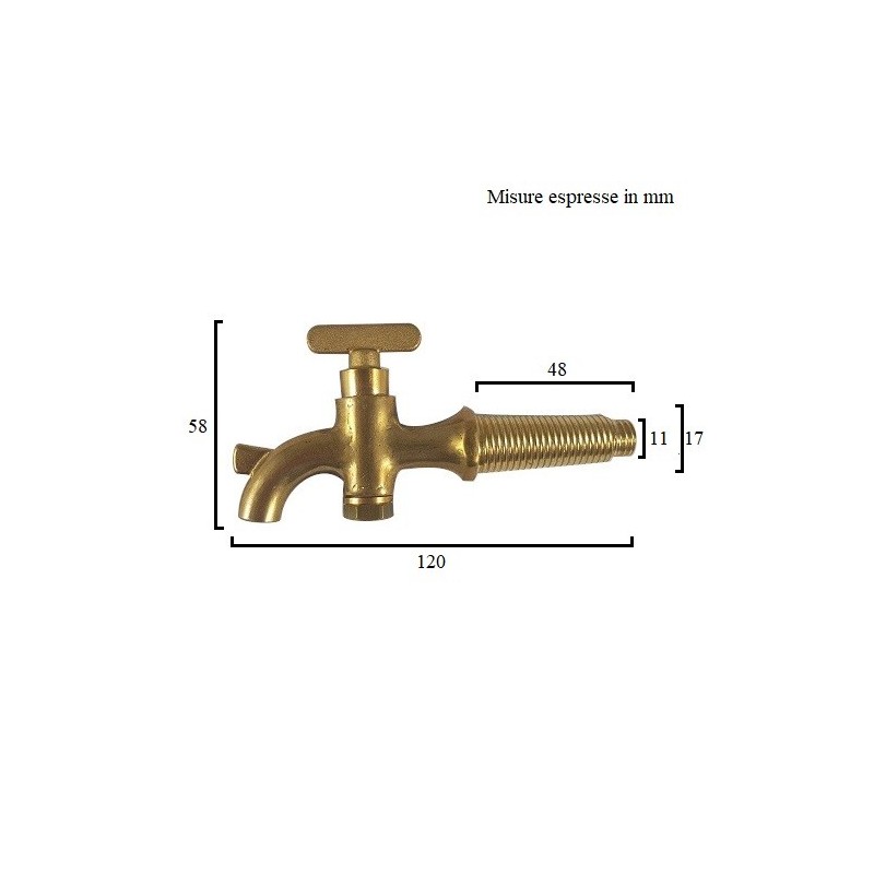 Rubinetto in ottone per botte da 30 a 100 litri