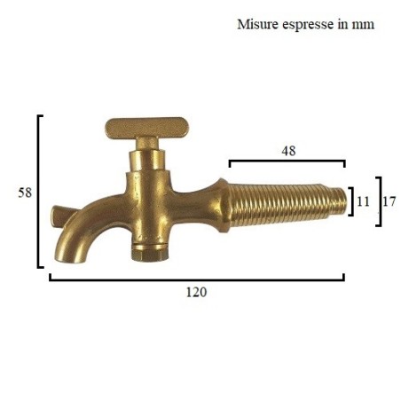 Rubinetto in ottone per botte da 30 a 100 litri