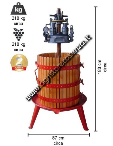 Torchio Idraulico per Uva da Ø50 a Ø80 con Martinetto