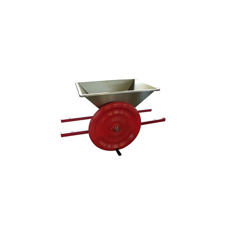 Pigiatrice manuale piccola con volano - Tramoggia e agitatore Inox 3-5 q.li/h