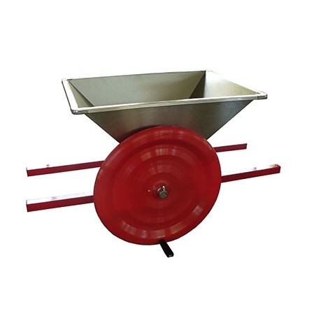 Pigiatrice manuale piccola con volano - Tramoggia e agitatore Inox 3-5 q.li/h