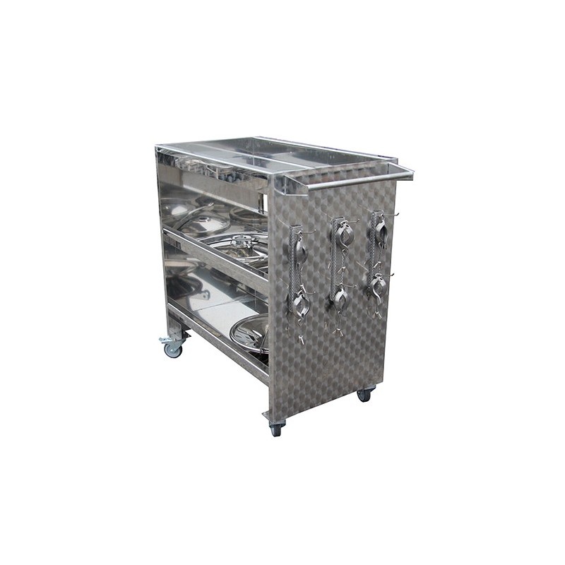 Carrello cantiniere multiuso in acciaio inox