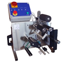 Etichettatrice semiautomatica da banco in acciaio inox per bottiglie, lattine e vasetti