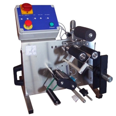 Etichettatrice semiautomatica da banco in acciaio inox per bottiglie, lattine e vasetti