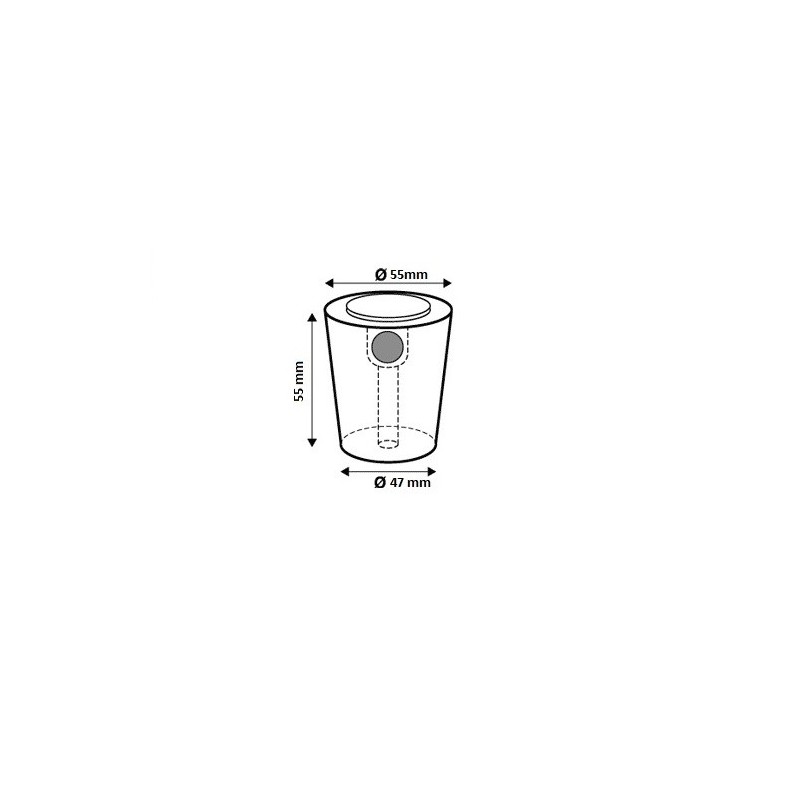 Tappo conico per barrique in silicone alimentare 55/47 h50 con sfiato