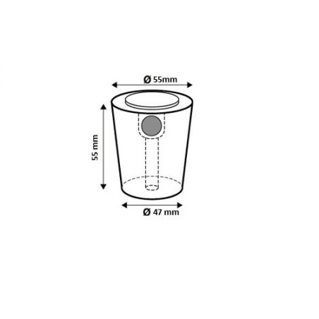 Tappo conico per barrique in silicone alimentare 55/47 h50 con sfiato