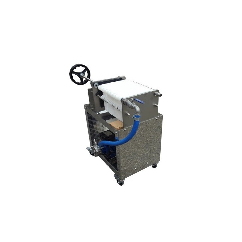 Filtro a cartoni su carrello per vino, olio, birra e liquori