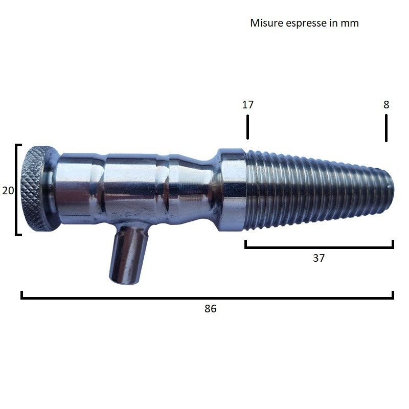 Rubinetto assaggiavino  in acciaio inox per botte in legno